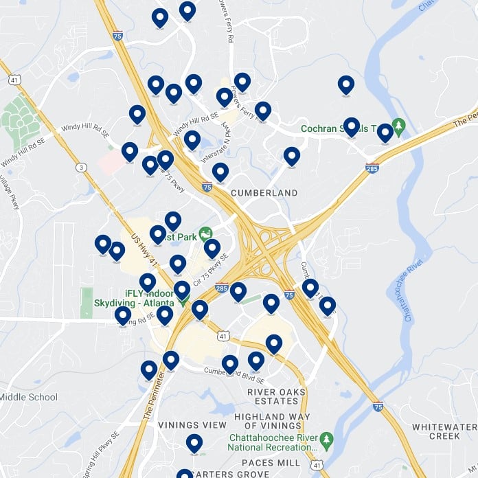 Cobb-Galleria Accommodation Map