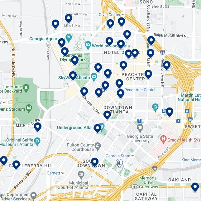 Downtown Atlanta Accommodation Map