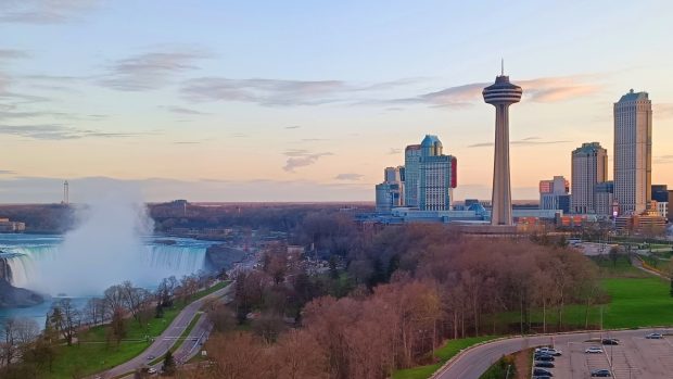 Packed with tall hotel buildings & attractions, Fallsview dominates the Niagara Falls striking & instantly recognizable skyline