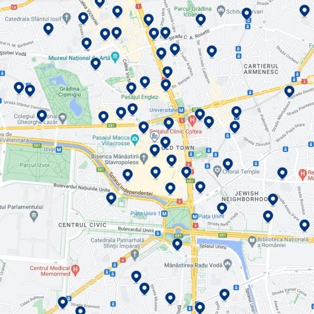 Bucharest City Centre Accommodation Map 620x620 
