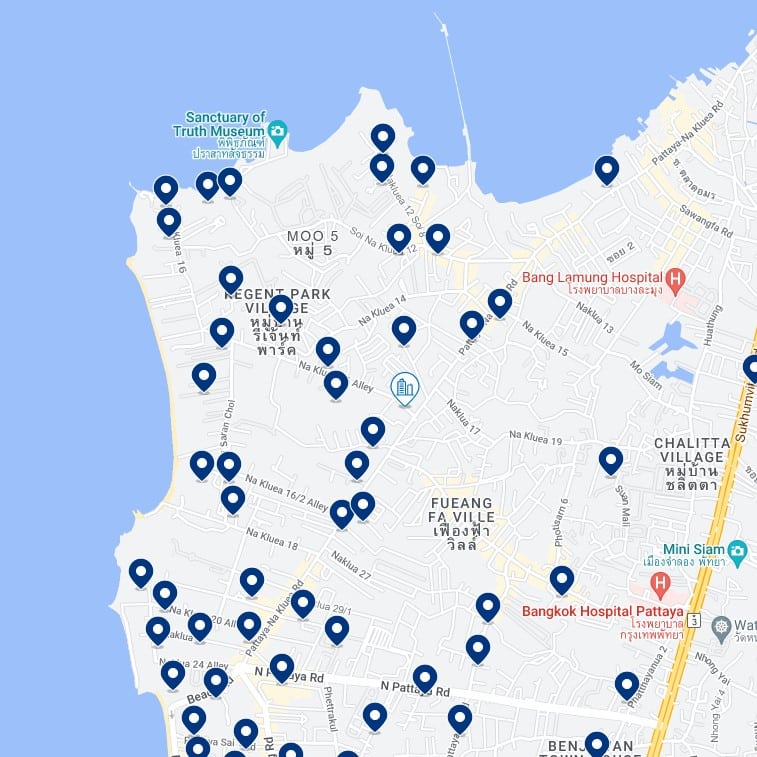 North Pattaya: Mappa degli alloggi