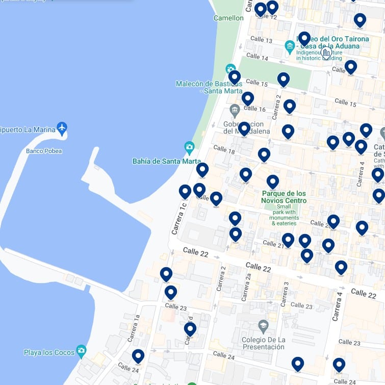 Santa Marta Centro Histórico: Mappa degli alloggi
