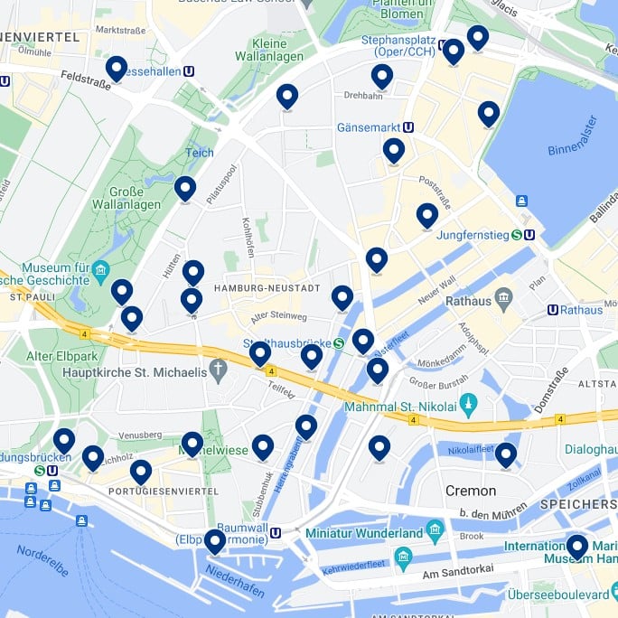 Hamburg Neustadt Accommodation Map