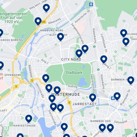 Hamburg-Nord Accommodation Map