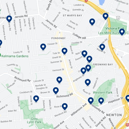 Ponsonby: Mappa degli alloggi