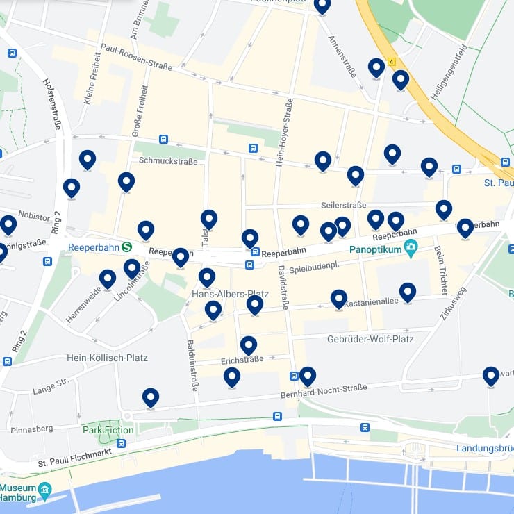 St. Pauli: Mapa de alojamientos