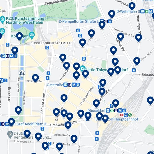 Stadtmitte Düsseldorf Accommodation Map