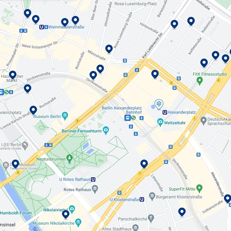 Alexanderplatz Accommodation Map