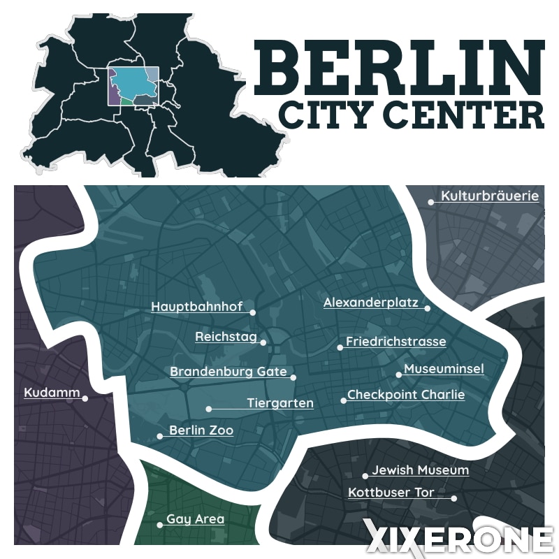 Mapa del centre de Berlín. 
Fes clic aquí per veure tots els hotels a Centre de Berlín en un mapa