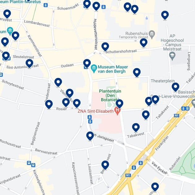 Theaterbuurt: Mapa de alojamiento