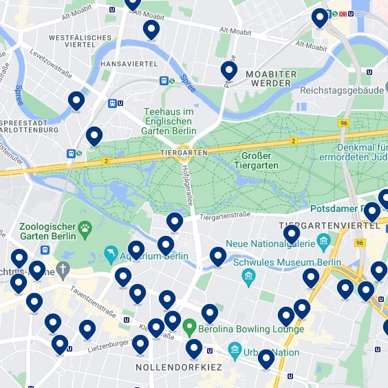 Tiergarten: Mapa de alojamiento