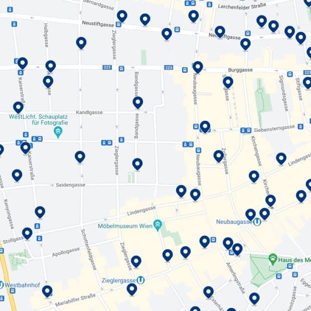 Neubau: Mapa de alojamiento