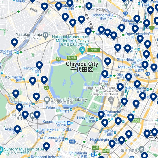 Chiyoda: Mappa degli alloggi