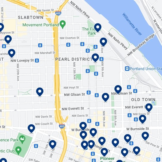 Pearl District - Mapa de alojamiento