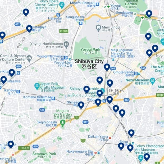Shibuya:Mapa de alojamiento