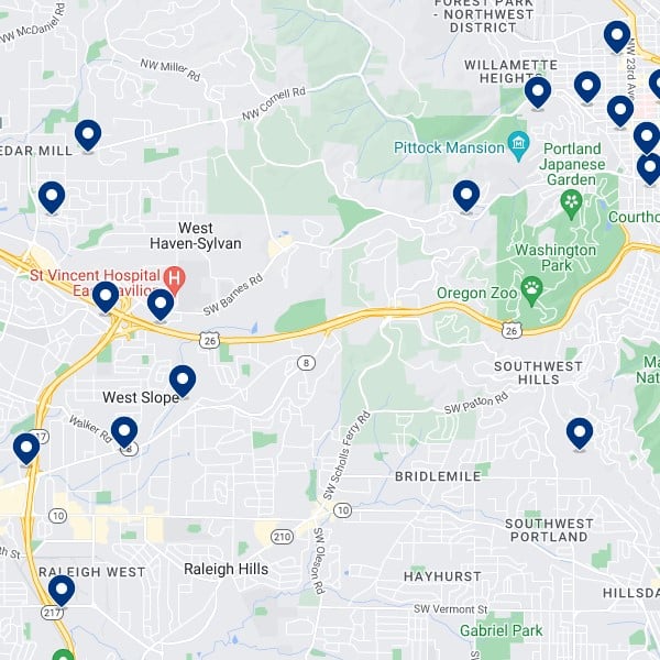 West Portland Accommodation Map