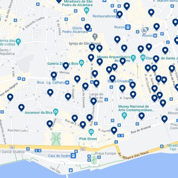 Baixa & Chiado Accommodation Map