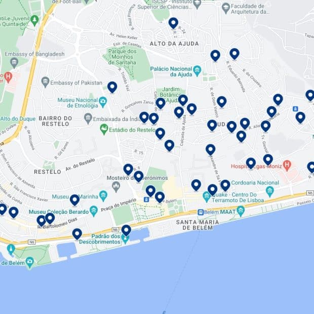 Belém Accommodation Map