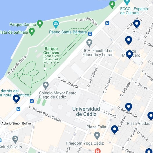 Cadiz Old Town Accommodation Map
