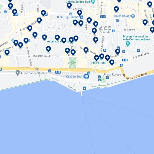 Cais do Sodré Accommodation Map