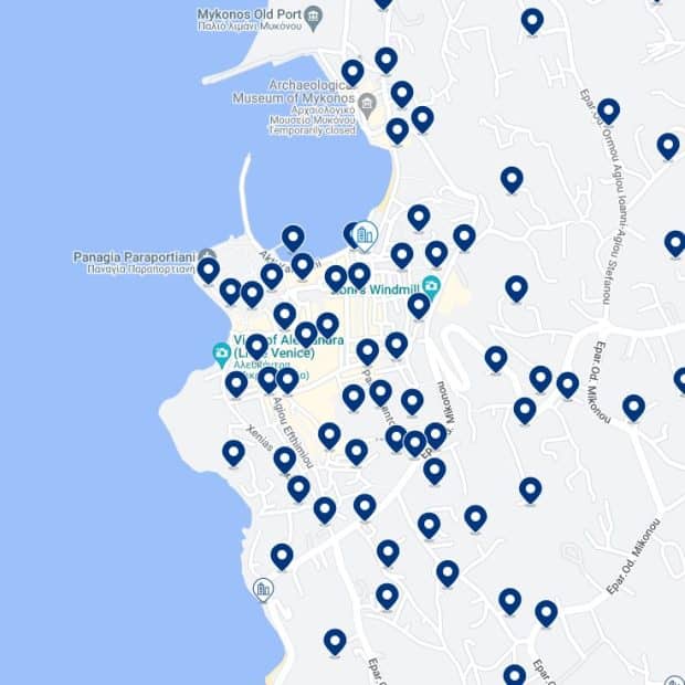 Mykonos Town Accommodation Map