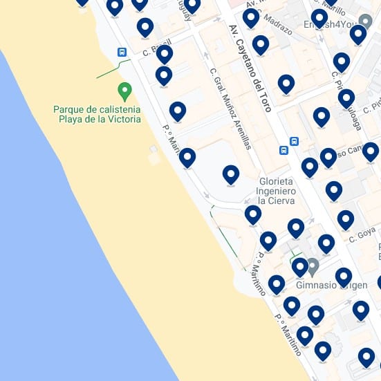 Playa de la Victoria Accommodation Map