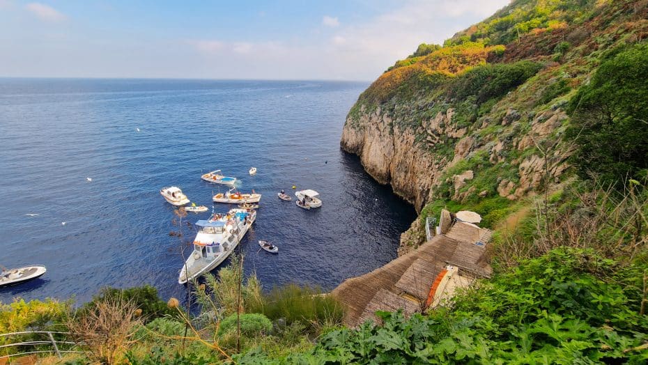 Tourists waiting to access the Blue Grotto in Capri, Italy