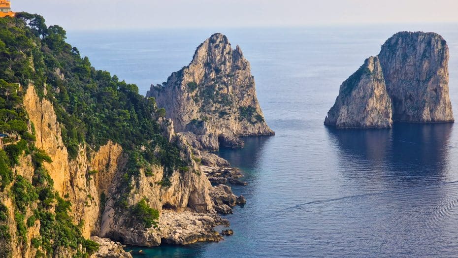 Views of the Faraglioni rock formations from the Gardens of Augustus