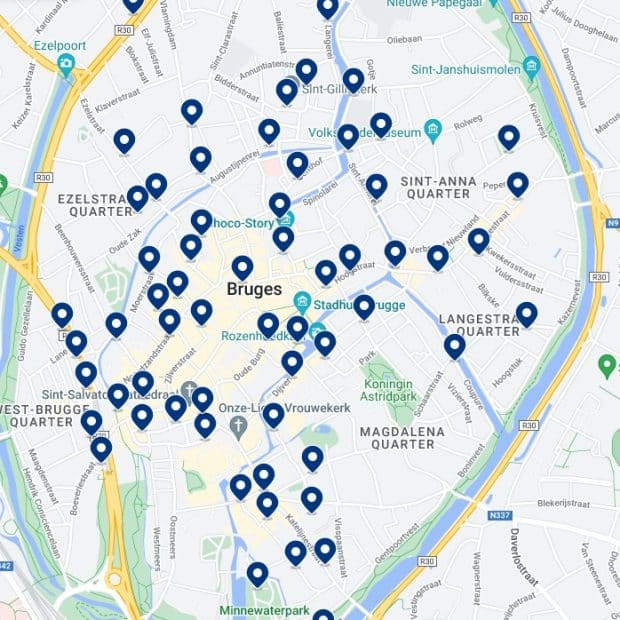 Bruges Old Town Accommodation Map