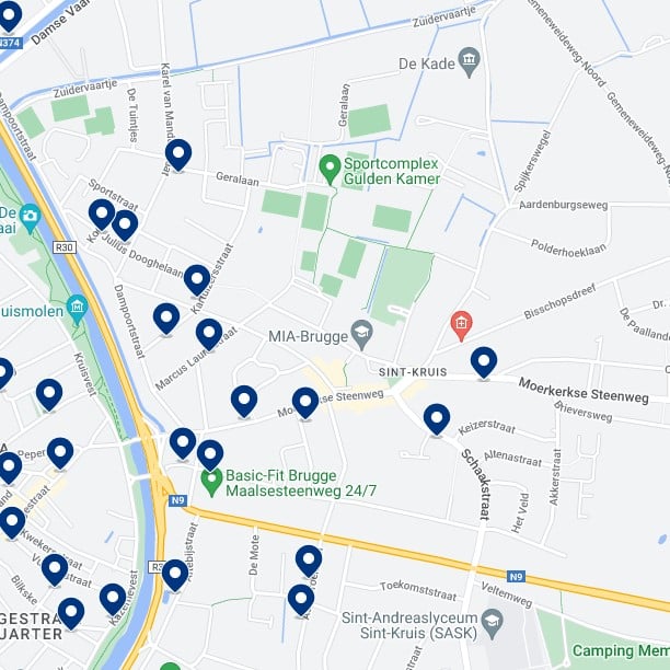 Sint-Kruis Accommodation Map