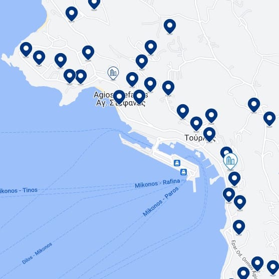 Tourlos: Mappa degli alloggi