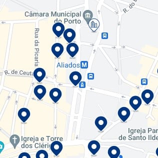 Avenida Aliados: Mapa de alojamiento