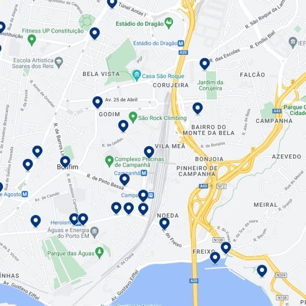 Campanhã Accommodation Map