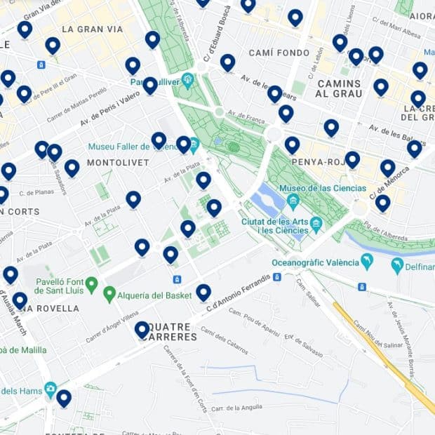Ciutat de les Arts i les Ciències: Mapa de alojamiento