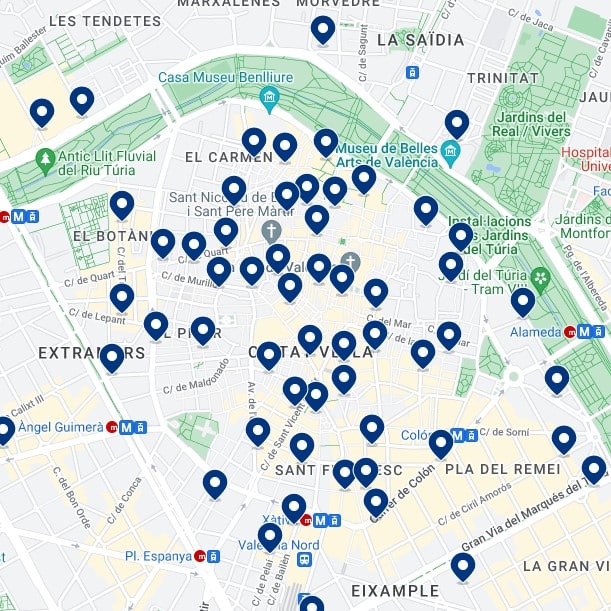 Valencia Ciutat Vella: Mapa de alojamiento