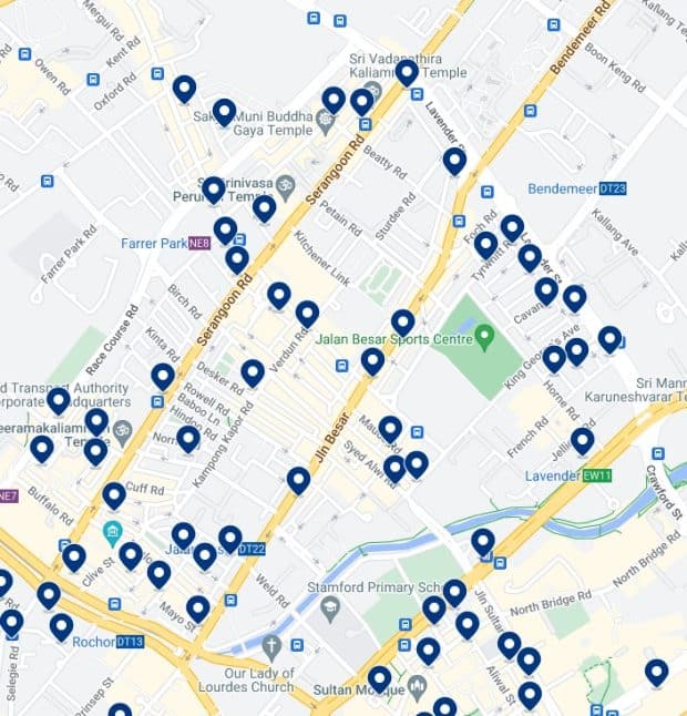 Jalan Besar: Mappa degli alloggi