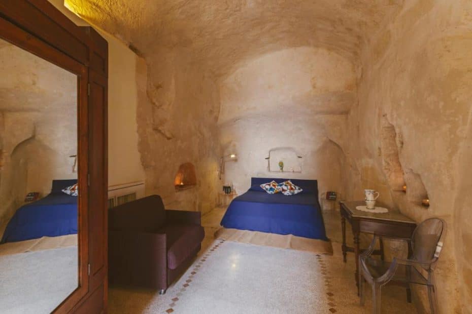 Muchos hoteles del Centro Histórico de Matera están situados en antiguas cuevas.