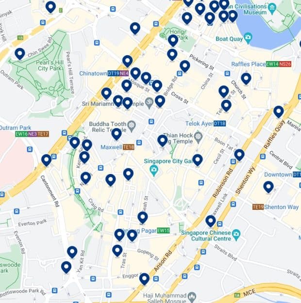 Outram & Chinatown: Mappa degli alloggi