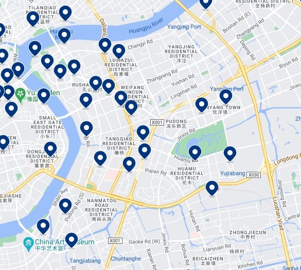 Pudong Accommodation Map