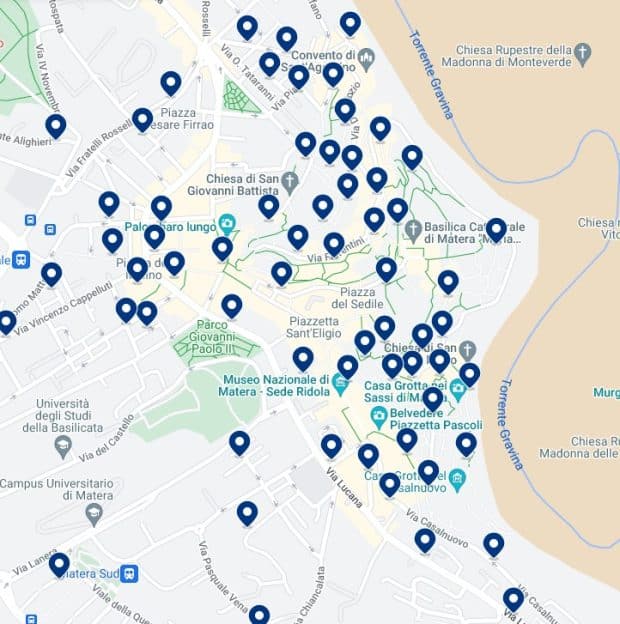 Sassi di Matera: Mappa degli alloggi