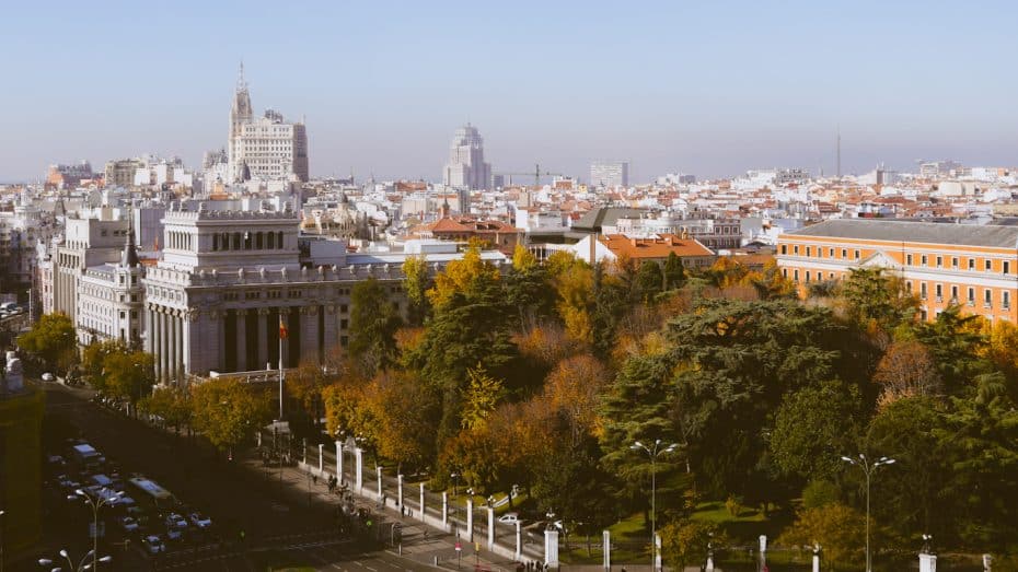 Views of Madrid from the rooftop of the Cíbeles Palace (CentroCentro)