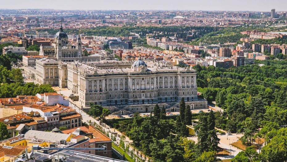 Views of the Royal Palace of Madrid from a rooftop