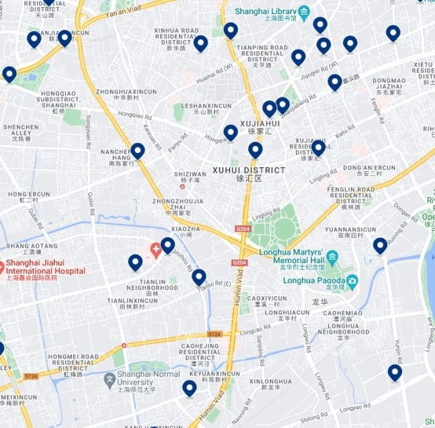 Xuhui Accommodation Map