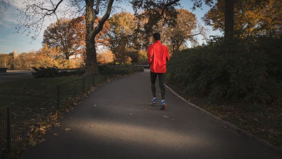 Outdoor exercise is a great way to catch natural sunlight and beat jet lag after an international flight