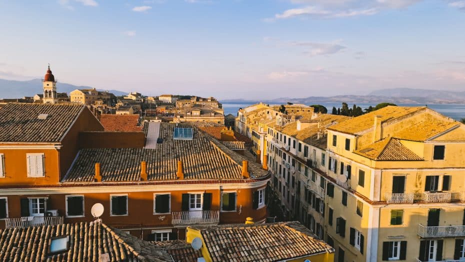 Views from Corfu Old Town from a rooftop