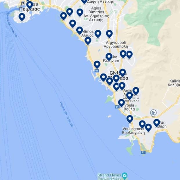 Athens Coast:Mapa de alojamiento