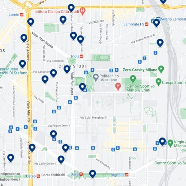 Città Studi: Mappa degli alloggi