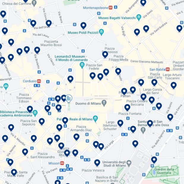 Milano Centro Storico: Mappa degli alloggi