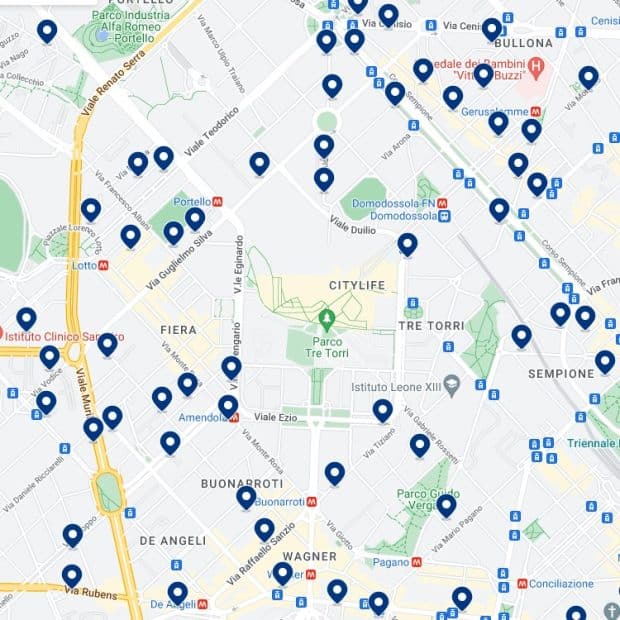 Milano Fiera:Mapa de alojamiento