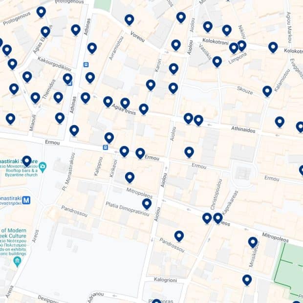 Monastiraki: Mappa degli alloggi
